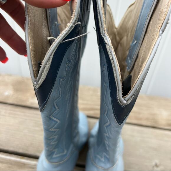 Vintage Jeenz Bootz Stiletto Heel Blue Cowgirl Western Boots 6 1/2 M - Picture 7 of 12